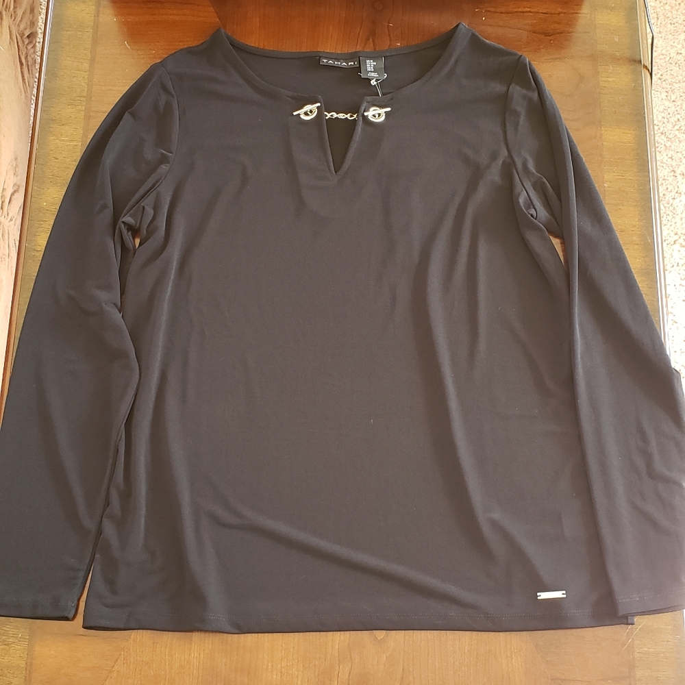 Black Longsleeve Tee with Chain Detailing